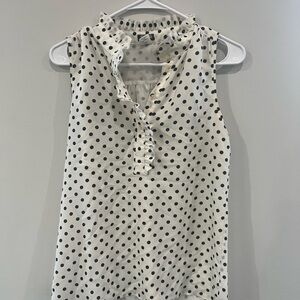 J. Crew Black and White Polka Dot Sleeveless Blouse